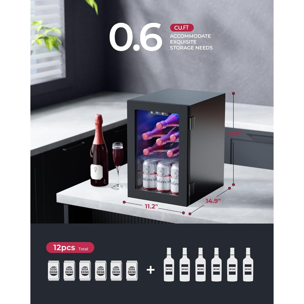 24 Can Mini Fridge, 0.6 Cu.Ft  - Home Bar Shelves review and price