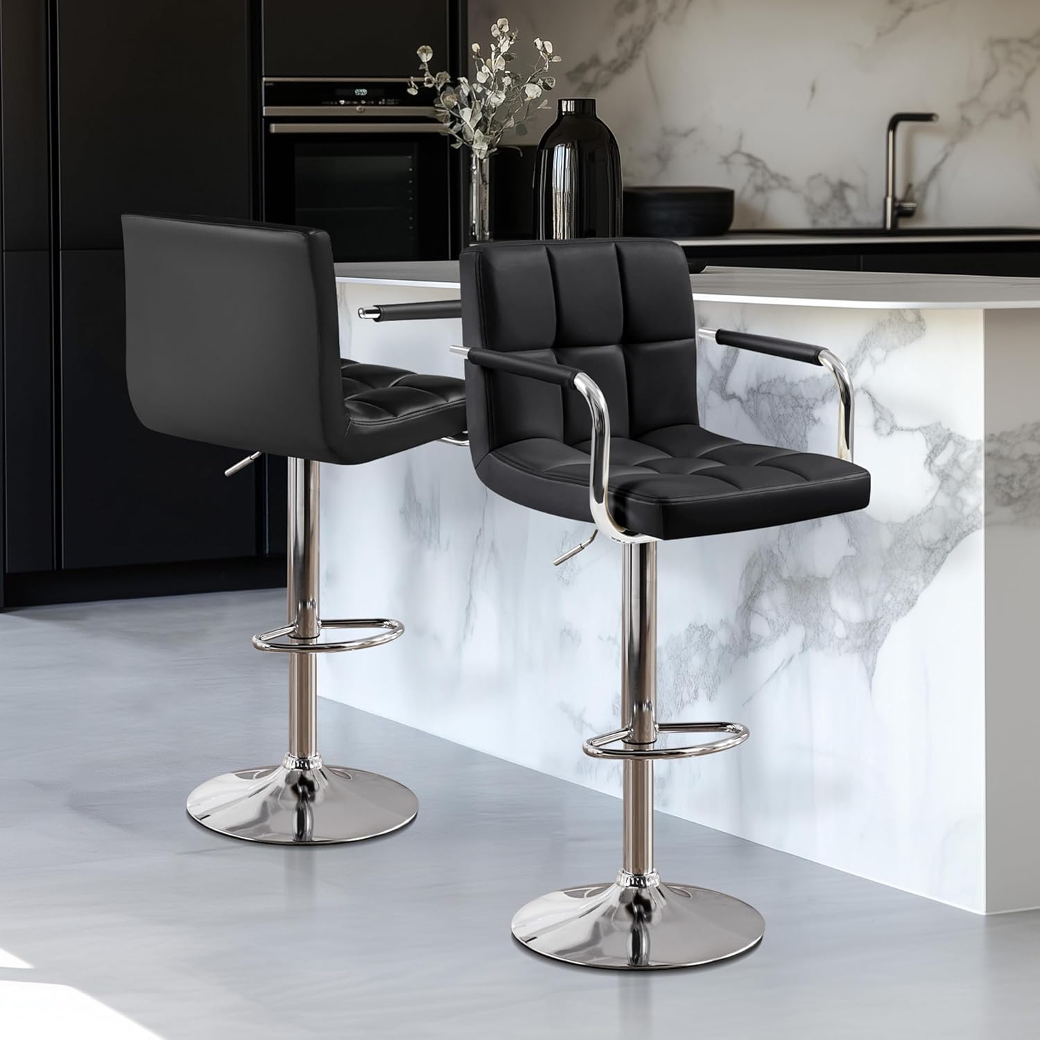 Bar Stools Set Of 2, PU Leathe - Home Bar Stools review and price