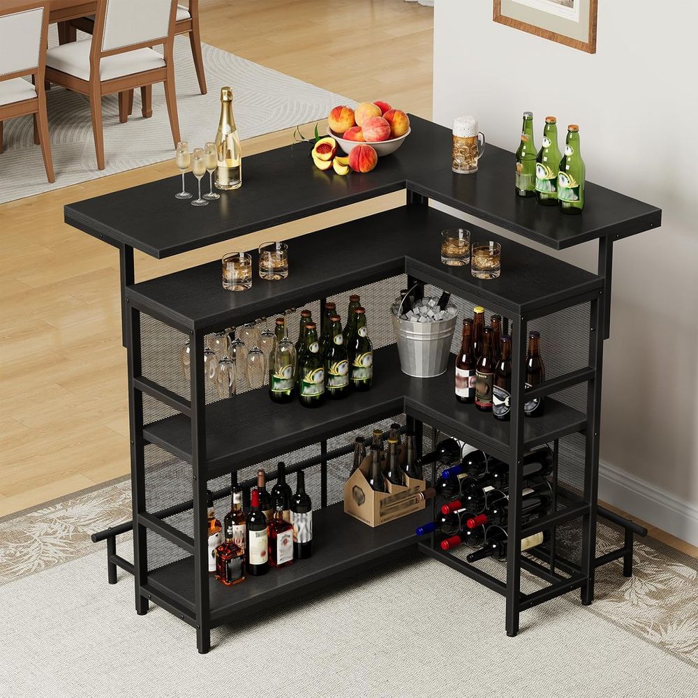 Home Bar Unit, L-Shaped Bar Ta - Home Bar Shelves review and price