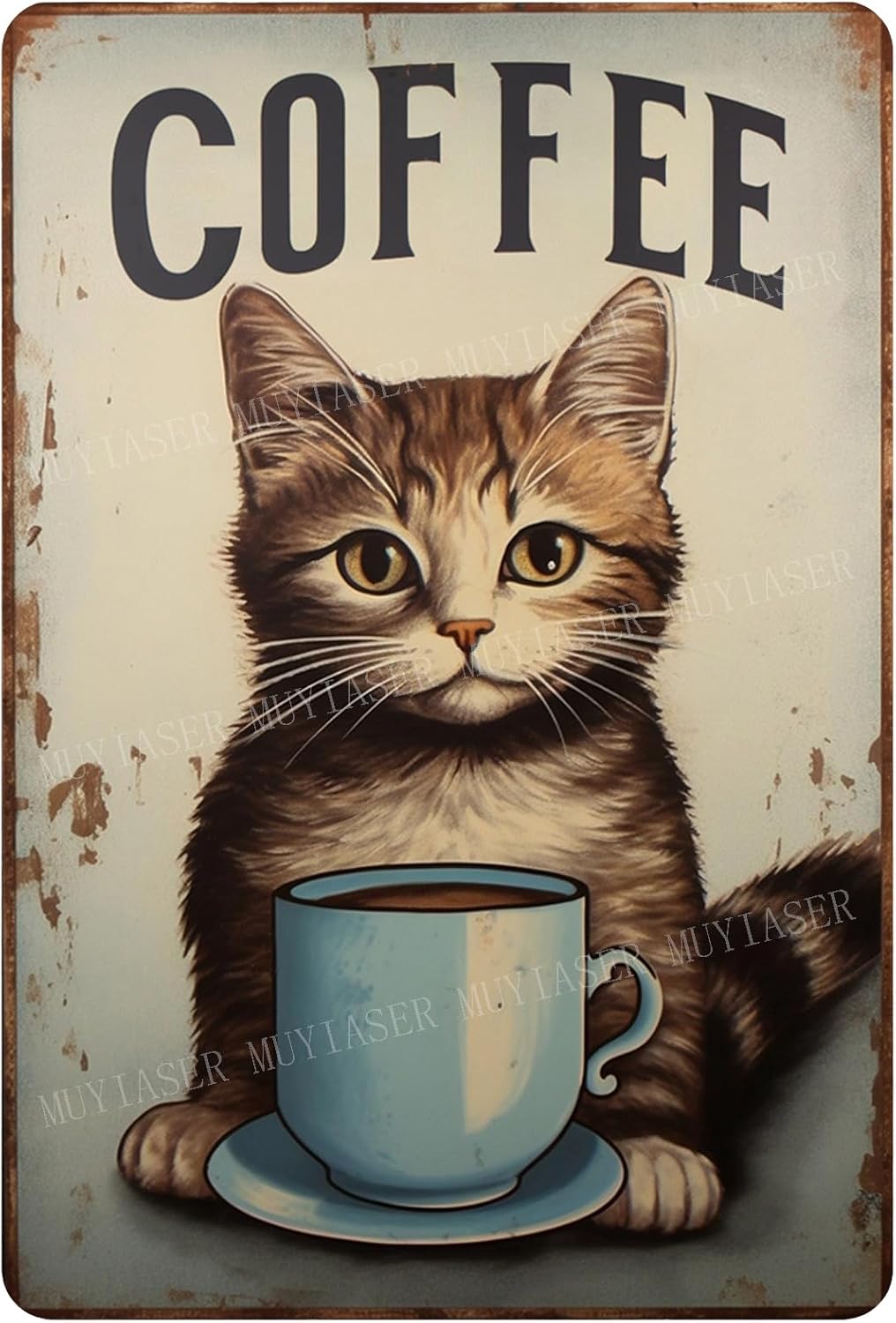 Metal Signs cat coffee retro S - Home Bar And Coffee review and price