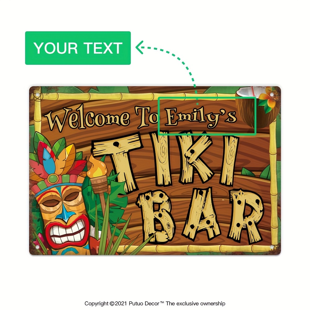 Custom  Decor Tiki Bar Sign, P - Home Bar Accessories review and price
